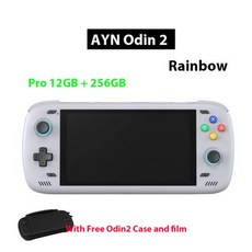 레트로 게임기 Ayn Odin 2 Pro 업그레이드 버전 휴대용 게임 플레이어 안드로이드 13 16G 512G 와이파이 블루투스 콘솔 6 인치 IPS 스크린 가방, 1개, 18) Rainbow 256G Case