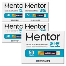 건강두배로 [ 사용기간 2025-06 ] SD 바이오센서 스탠다드 멘토 개인용 혈당검사지, 50매입, 5개