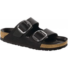Birkenstock 여성 애리조나 빅 버클 샌들 (36 좁은 EU 검은 기름칠 가죽)