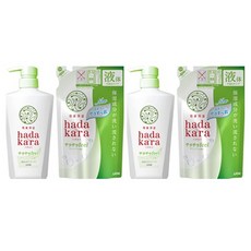 hadakara Body Soap 하다카라 바디 워시 그린 시트러스 향 480ml 2팩 + 리필 340ml 2팩