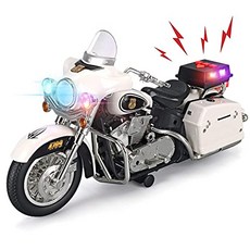 Police Motorcycle Toy Vehicle Electronic Kids Patrol Bike with Flashing LED Lights 4 Button Siren Sound Effects, 본상품