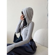 유럽 아메리칸 섹시 후드 여성 지퍼 카디건 셔츠 레트로 짧은 크롭 슬림 얇은 스포츠 탑 봄 가을