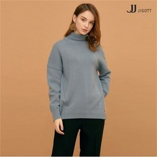 JJ지고트 오버핏 사선 펀칭 울 터틀넥 니트 GJCA1KT53