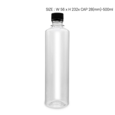 (1BOX) 일자페트병 500ml (기본캡-100개입) 담금주 효소 음료 저장 플라스틱용기, 블랙, 1개
