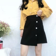 바른직구 빅사이즈 블랙 가랑이 겨울 가을 하이웨스트 힙랩 언발 A라인