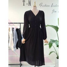 Miss T.H HY [Miss T.H] 라비엘 브이넥 무지 셔링 허리밴딩 원피스 51-T4F422 (2color)