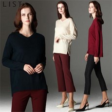 리스트 노블 드롭숄더 울 블렌드 브이넥 니트
