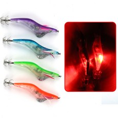 문어 전자 에기 쭈꾸미 루어 쭈갑 야광 갑오징어 레이저 애기 누드 세우 에기훅, 전자 민에기 3.0 레드, 1개