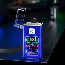 시거잭케이스 남성용 세련된 USB 충전식 전기 라이터 시원한 방풍 듀얼 ARC 플라즈마 야외 캠핑 가제트 착화제, A-Blue, 3) A-Blue