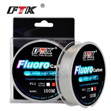FTK 100M Fluorocarbon Fishing Line 4 34LB 0.14mm 0.5mm 탄소 섬유 코팅 리더 라인 낚시 싱킹 라인 Lure Leader Line|낚시, 1개, 3.0