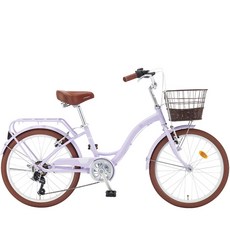 2023 스마트 클라라22 인치 알루미늄 바구니 여성용 클래식 자전거 숙녀용, 무광 라벤더