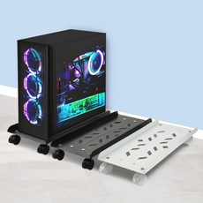 [이동식] 컴퓨터 본체 받침대 PC 데스크탑 거치대 선반 다이, 화이트, 1개