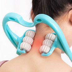 목 승모근 지압 롤러 마사지기 안마기, 블루