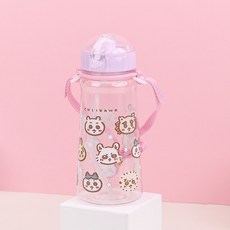 릴팡 먼작귀 어깨끈 빨대 물병, 혼합색상, 450ml, 1개