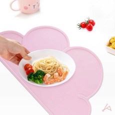유아식탁매트 실리콘식탁패드 테이블깔개, 핑크, 1개