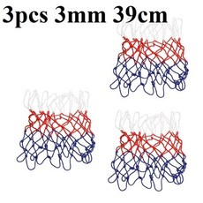 원클립 농구링 그물망 조립식 이동식 농구대 농구 네트 전천후 농구 네트 레드 + 화이트 + 블루 3 색 농구 후프 네트 구동 농구 후프 바구니 림 네트, 3개 3mm 39cm