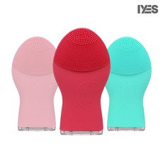 아이예스 무선 충전식 방수 실리콘 진동클렌저, 레드