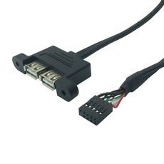마더보드 내부 9 핀 피치 254듀얼 포트 USB 20 A 암 나사 패널 마운트 케이블 0, 01 B, 02 05M