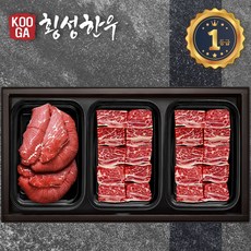 쿠가[냉장/냉동] 횡성한우 어사품 1등급 3구세트 [불고기+찜갈비+찜갈비] 1.9kg, 불고기1팩+찜갈비2팩/1.9kg, 1개