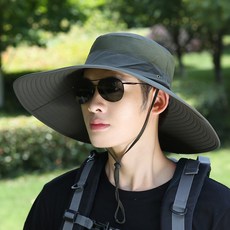 피닉무역 남성 야외 자외선 차단 등산 낚시 모자, 조절 가능, 챙15cm아미그린