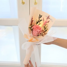 모리앤 생화 사랑하는 그대에게 프리저브드 조명 꽃다발 + 기프트박스 세트, 피치핑크, 1세트 피치핑크, 1개