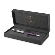 Parker Sonnet Essentials 볼펜 팔라듐 트림이 있는 금속 및 바이올렛 래커 미디엄 포인트 블랙 잉크 선물 상자 핫템 잇템