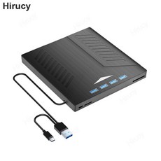 Hirucy 조명 외부 CD DVD 버너 플레이어 USB 3 0 SD TF 리더 광학 드라이브 윈도우 북 노트북용, Black, 1) Black, 1개