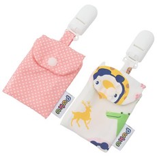PUKU 藍色企鵝 平安符保護袋 Set 2個, 可愛花色, 平織布材質, 印花粉
