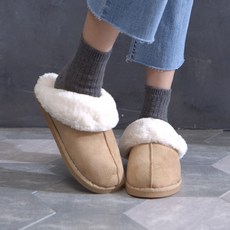 양털슬리퍼 천송이 슬리퍼 베이지 핑크