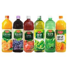 델몬트 1.5L 오렌지+포도+망고+매실+알로에+토마토 1개씩 총6개입 가정용 탕비실 사무실 과즙음료 쥬스 음료 골라담기, 1세트