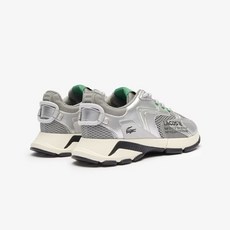 LACOSTE MEN'S L003 NEO LEATHER LOGO SNEAKERS 47SMA0010 GRY/SLV GS2