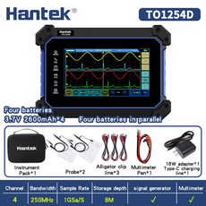Hantek 휴대전용 터치 스크린 디지털 오실로스코프 TO1154D TO1204C D 4 채널 멀티미터 신호 발생기, 1개, 11) TO1254D - us
