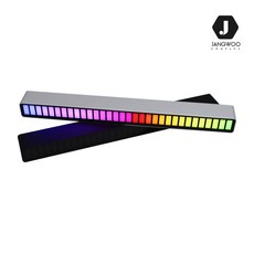장우컴퍼니 JW-RGB BAR LED RGB 이퀄라이저 무선 LED 자석 스틱바 뮤직 소리반응 인테리어 차량용 램프, Silver, 1개