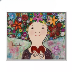 초 대형 1미터 에바알머슨 Andando 그림 작품 머리 꽃 소녀 드로잉 Eva armisen 액자, 60x80 골드 0.7cm 좁은프레임
