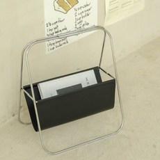 빈티지 프레임 가죽 매거진랙, 브라운