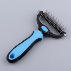 반려동물 양면 브러시 고양이 강아지 털제거빗 그루밍 디메팅 디셰, 1.파란, 1개