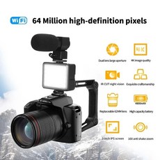 입문용카메라 유튜브카메라 4K 디지털 전문 캠코더 와이파이 HD 비디오 스트리밍 브이로그 녹음기 16X 저속 웹캠 스태빌라이저 캠, 6.1 camera 1 LED  Only camera