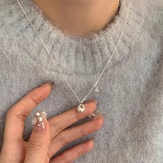 오누이디스플레이 복주머니 구슬 팬던트 체인 은 목걸이 W89