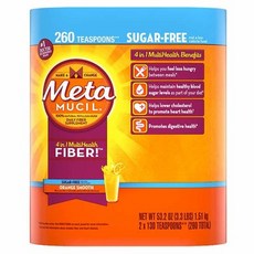 메타 무실 [무설탕]메타무실 천연 식이섬유.Metamucil Fiber Supplement Orange 2팩 260 Servings, 2개, 1