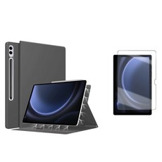 갤럭시탭S9 S9+ S9 울트라 S9 FE 플러스 S펜수납 폴리오 마그네틱 슬림 케이스 커버 강화유리필름 케이스나라, 그레이