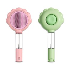 BUZOO 반려동물 털 제거 브러쉬 반려동물 죽은털 제거 저자극 원터치 브러쉬, 2개, 분홍색+녹색