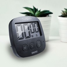 JJONE 쿠킹타이머 주방타이머 스톱워치 무소음 디지털 수능 공부 Henz 자석부착 거치대겸용, 1개