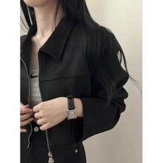가죽자켓 고급 의류 공용PU점퍼 스웨이드 재킷 통근 스타일 루즈핏 긴 소매 레트로 칼라 한국 가을 겨울 코트