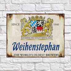 Weihenstephan 브루어리 레트로 금속 주석 알루미늄 빈티지 사인 차고 남자 동굴