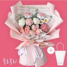 뜨개질 꽃다발 뜨개꽃 완제품 기념일 선물 DIY, 01.핑크 믹스앤매치 플라워(완제품), 1개