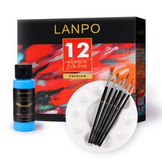 아크릴 물감 페인트 테코 푸어링 아트 방수 60ml 12색 24색 36색, 12가지색상(펜6개와팔레트포함), 1개