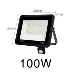  MARPOU LED 투광 조명 PIR 모션 센서 콜드 화이트 IP66 220V Foco LED 외부 프로젝터 스포트라이트 야외 조명 벽 램프, Black 100W 220V, a 