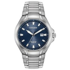 Citizen Eco-Drive Paradigm 남성용 시계 슈퍼 티타늄 모던 실버 팔찌 블루 다이얼 크로노그래프