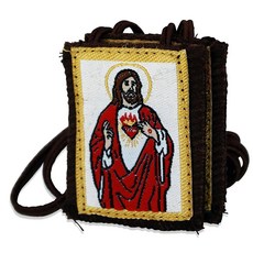 Venerare 정품 가톨릭 스카풀라 100% 울 알 수 없음, Sacred Heart Scapular w/ Brown