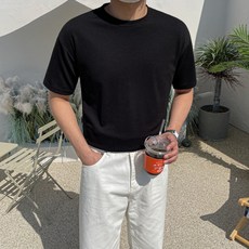 남자 여름 오버핏 기본핏 면 구김없는 스판 반팔 티셔츠